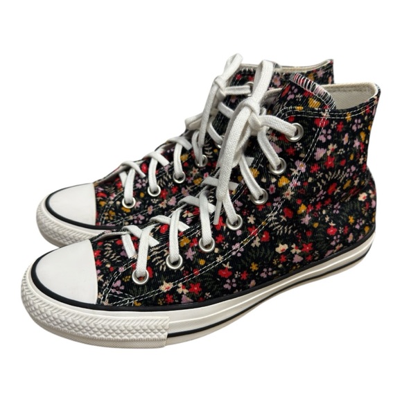 Converse Shoes - Converse All Star Hi BLACK FLORAL SneakerWomen’s Size 8 Unique Corduroy Style